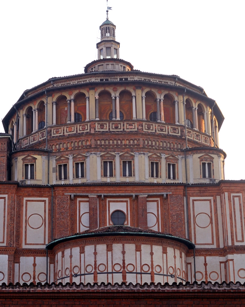 Dome of Santa Maria delle Grazie, ancient church in Milan, Lombardy, Italy